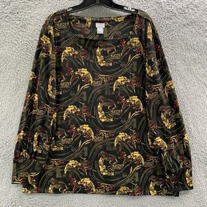CHICOS Blouse Womens Size 4 / XXL Top Paisley Black